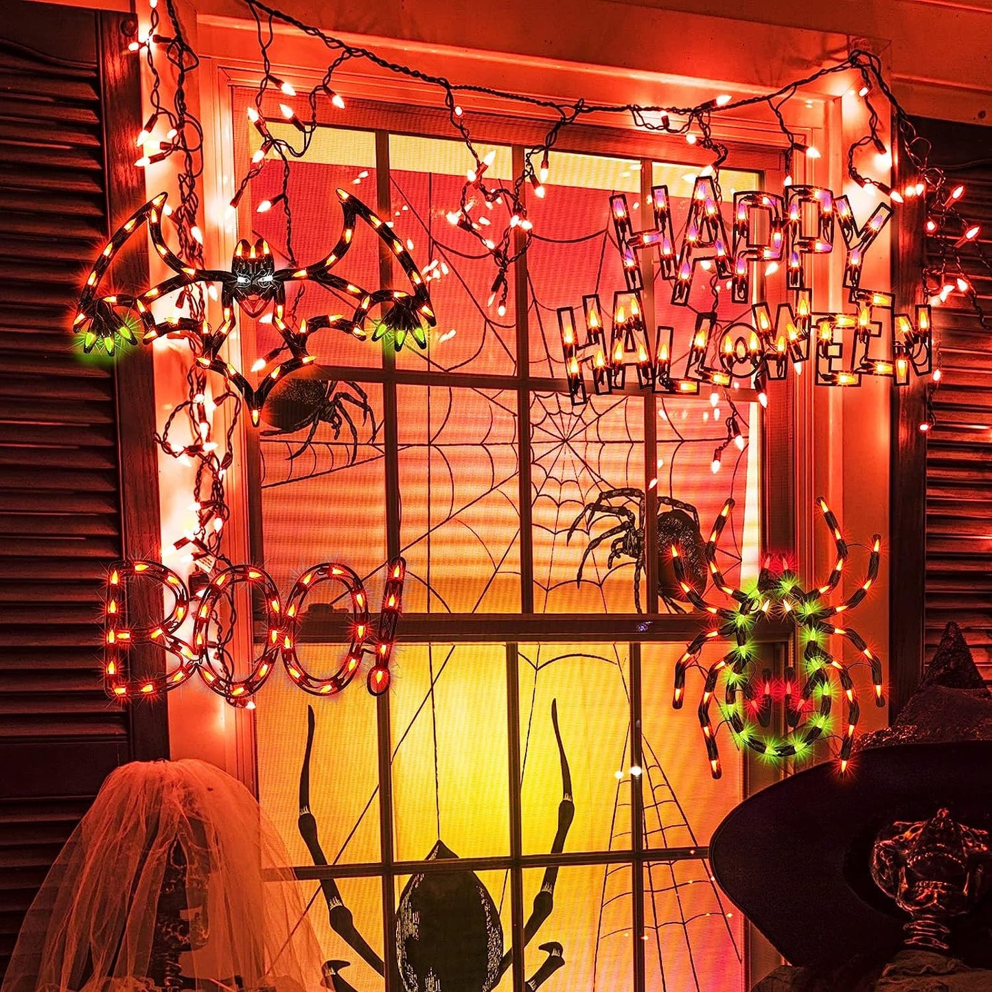 16'' Halloween Decorations Window Silhouette Holiday Displays, Light Up Halloween Window Lights, Lighted Boo for Party Home Tabletop Halloween Ornamet (Halloween Boo)