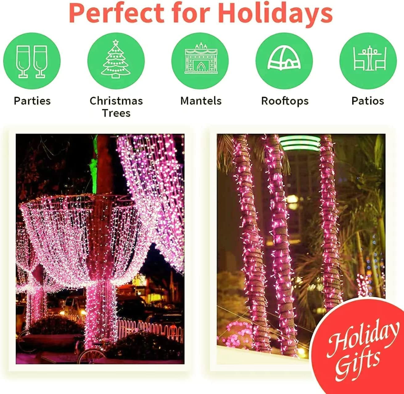 Super-Bright Extendable Blue Christmas Lights Decoration 100Lights 19.6ft UL Certified Mini Bulb String Lights Set for Outdoor Christmas Tree Garden Holiday Party Patio Wedding Garland Decor