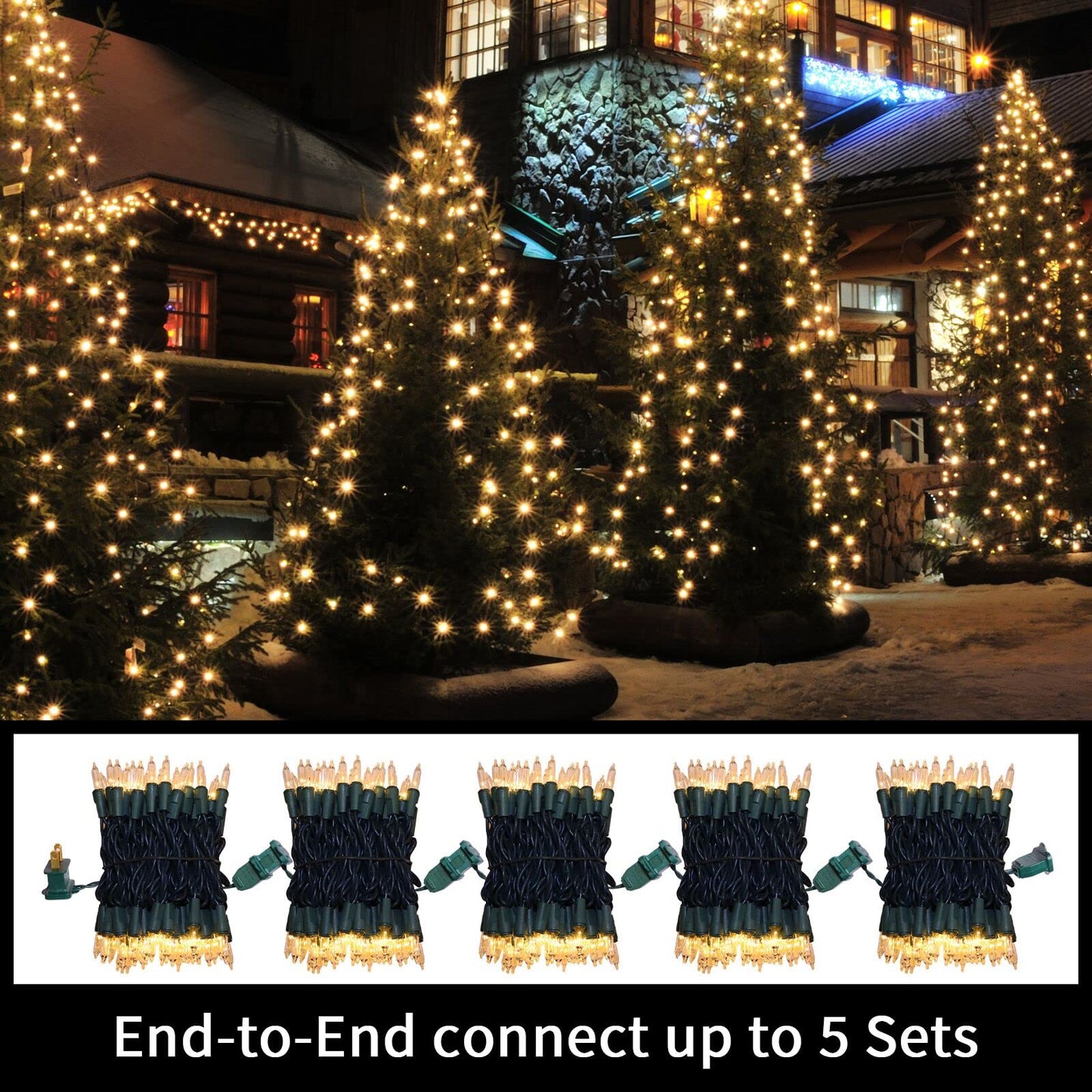 Super-Bright Extendable Blue Christmas Lights Decoration 100Lights 19.6ft UL Certified Mini Bulb String Lights Set for Outdoor Christmas Tree Garden Holiday Party Patio Wedding Garland Decor