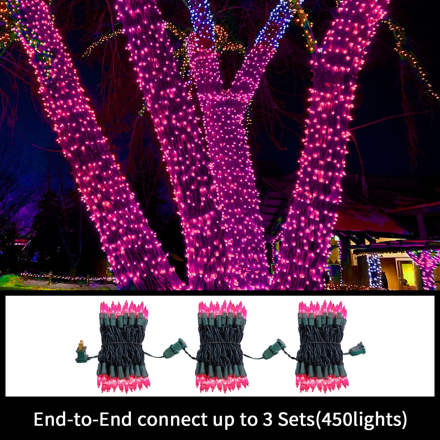 Super-Bright Extendable Blue Christmas Lights Decoration 100Lights 19.6ft UL Certified Mini Bulb String Lights Set for Outdoor Christmas Tree Garden Holiday Party Patio Wedding Garland Decor