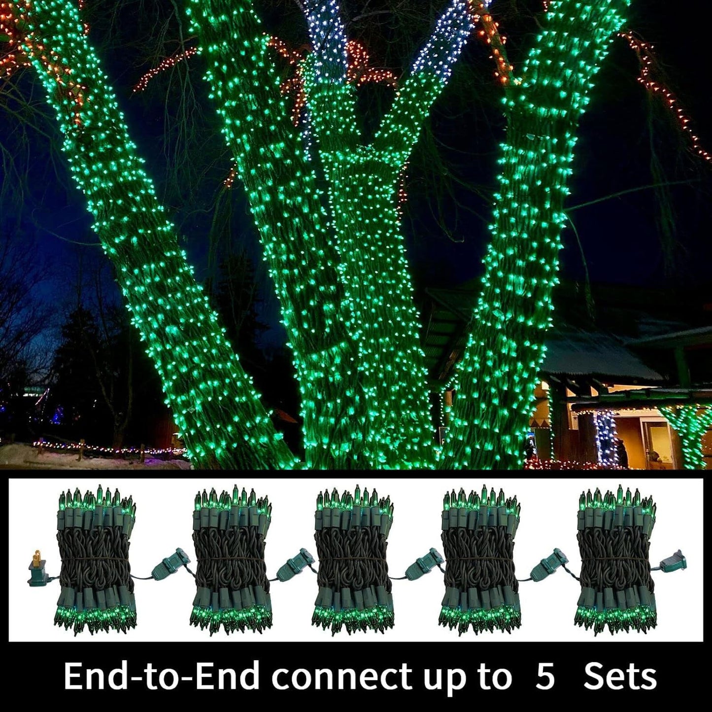 Super-Bright Extendable Blue Christmas Lights Decoration 100Lights 19.6ft UL Certified Mini Bulb String Lights Set for Outdoor Christmas Tree Garden Holiday Party Patio Wedding Garland Decor