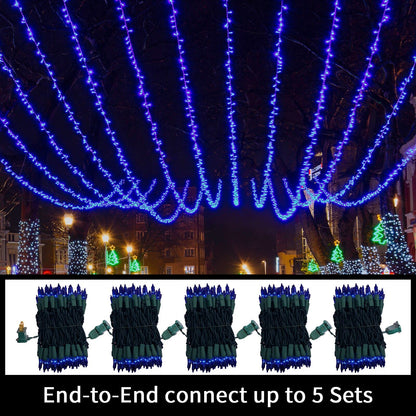 Super-Bright Extendable Blue Christmas Lights Decoration 100Lights 19.6ft UL Certified Mini Bulb String Lights Set for Outdoor Christmas Tree Garden Holiday Party Patio Wedding Garland Decor