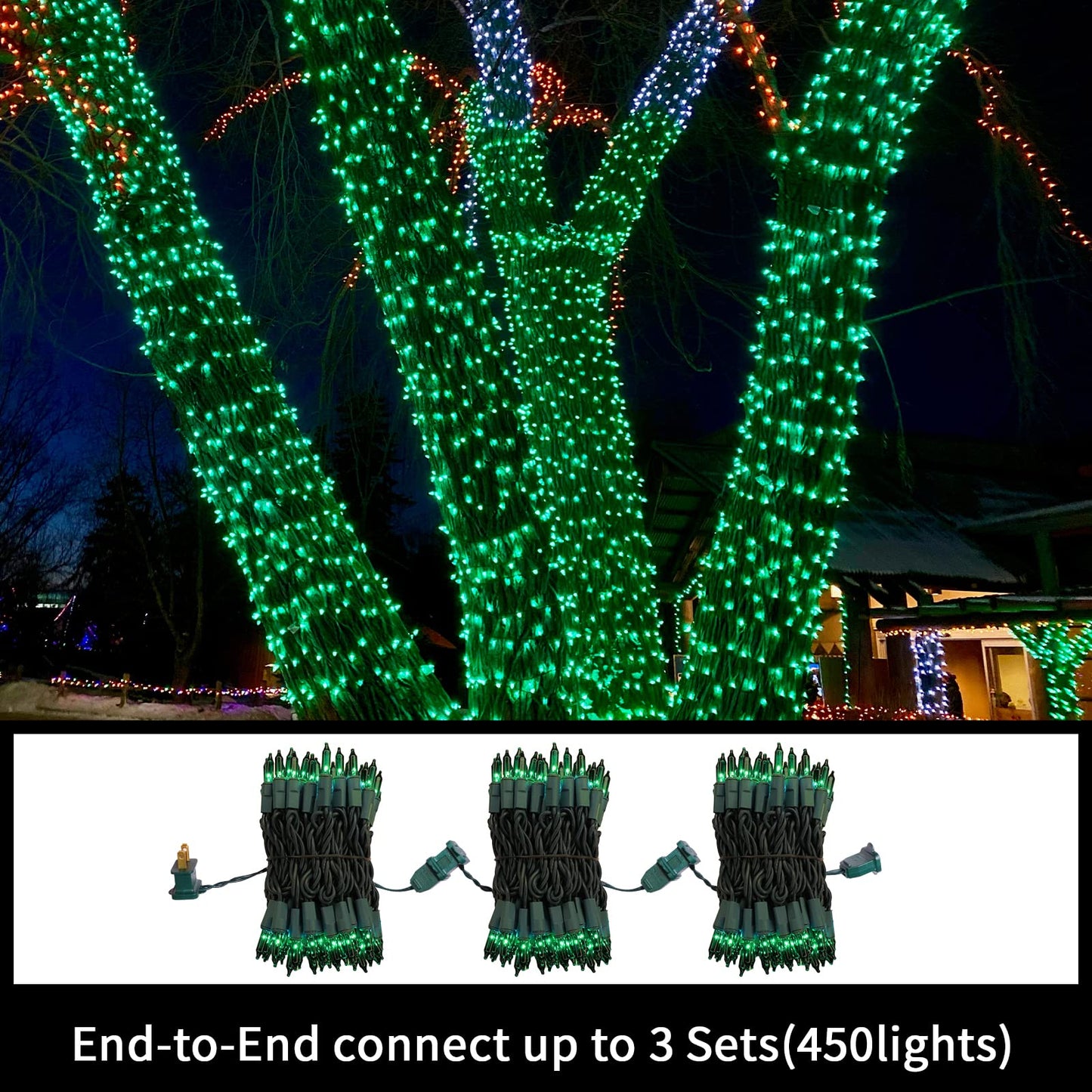 Super-Bright Extendable Blue Christmas Lights Decoration 100Lights 19.6ft UL Certified Mini Bulb String Lights Set for Outdoor Christmas Tree Garden Holiday Party Patio Wedding Garland Decor