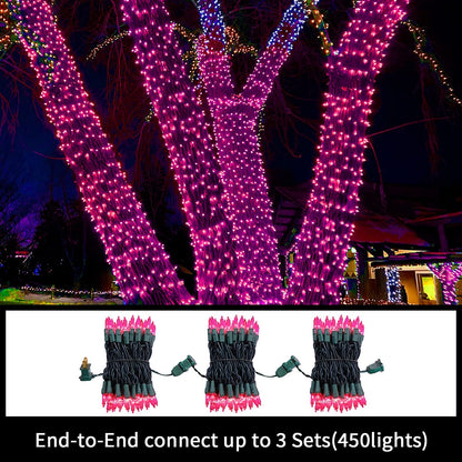 Super-Bright Extendable Blue Christmas Lights Decoration 100Lights 19.6ft UL Certified Mini Bulb String Lights Set for Outdoor Christmas Tree Garden Holiday Party Patio Wedding Garland Decor