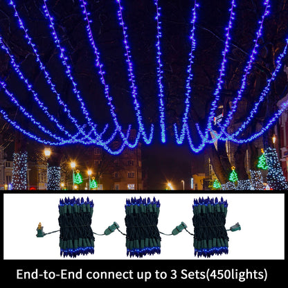 Super-Bright Extendable Blue Christmas Lights Decoration 100Lights 19.6ft UL Certified Mini Bulb String Lights Set for Outdoor Christmas Tree Garden Holiday Party Patio Wedding Garland Decor